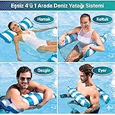 MayToys Hava Yastıklı Fileli Şişme Havuz Koltuğu 4'&uuml; 1 Arada Deniz Ve Havuz Yatağı Mavi