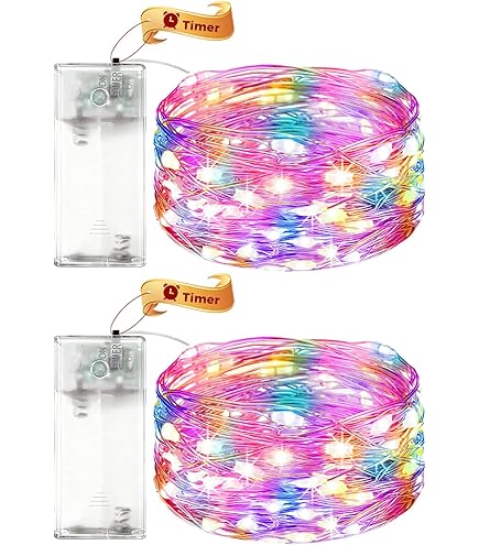 ALEGRE 8 stuks led-lichtketting op batterijen met timer, 3 m, 30 leds, micro koperdraad, led-lichtketting met timer, kleurrijke lichtketting, werkt op batterijen, voor Kerstmis, Halloween