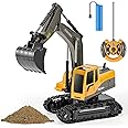 Kizeefun Remote Control Excavator, RC Digger with Lights and Sounds for Kids, 2.4GHz 360° RotationTrucks for Boys Girls 6-12 Years