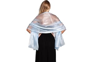 Central Chic Silky Pashmina Iridescent Wrap Stole Shawl For Weddings Bridal Bridesmaids Proms & Parties 24 Colours