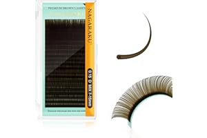 NAGARAKU Pestañas Pelo a Pelo Marrones Claro Individuales Volumen Lashes Clásico 1:1 Extensiones de Pestañas Natural Blando Suave Single Eyelash Extension Pestañas Postizas 20 Filas(0.15mm D 7-15mm)
