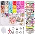 SANNIDHI 3200+ Clay Beads for Bracelet Making Kit, Flat Polymer Bracelet Beads for Kids Activity, Alphabet Beads Heart Smile Face Beads Set for Girls Women DIY Craft Birthday Christmas Gift