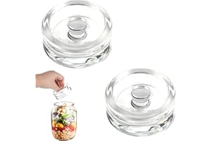 XCDMJ 2 Pack Glass Fermenting Weights (7cm) For Pickle Pebble Glass Fermentation Weights With Easy Grip Handle For Pickles,Kimchi In Wide Mouth Mason Jar Remove Excess Brine
