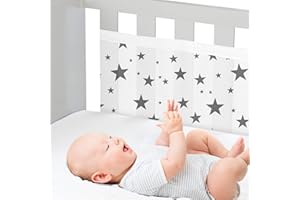 WYSWYG® Atmungsaktive Babybett Umrandungen für Sicherheit & Komfort, Premium Bettumrandung Babybett 70x140, Kinderbett Umrandung, Gitterbett Schutz, Baby Bettschlange Set, 30cm x 170cm -2 Stück