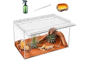 KAKOOTI Kit Terrarium pour Reptiles, 46 cm * 21 cm * 24,5 cm boîte d'élevage de Reptiles avec Coque Acrylique magnétique pour Serpents, crabes résidents, araignées sauteuses, Geckos léopards