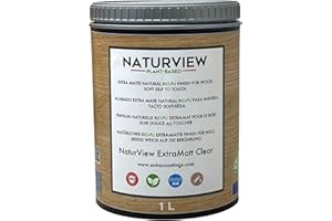 SOLRAC NATURVIEW Barniz Para Madera Poliuretano BIO al Agua. Interior. Tacto Soft-Seda (Extra-Mate, 1L)