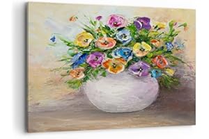 ARTTOR Cuadros Decoracion Salon Flores ramo florero colorido Lienzos decorativos 120x80cm Cuadro Sobre Lienzo Moderno Dormitorio Cocina Cuadros Pared Imágenes Wall Art Prints Decor Grande XXL AA120x80-2915