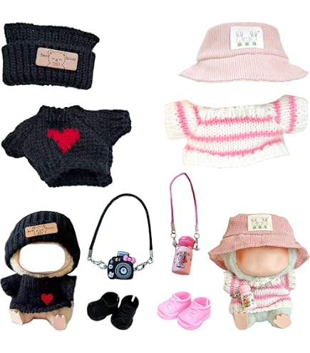 XMBYGY Vêtements Pour Labubu 15-17 Cm – Tenues Mignonnes Fait Main, Robes, Chapeaux Animaux, Accessoires Kawaii Pour Poupées Peluches Assises/Debout