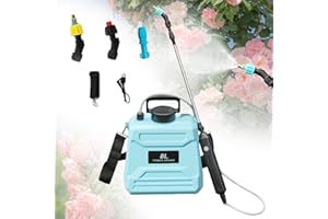 Buithafu Spruzzatore elettrico da giardino da 8 l [200 minuti] – con 3 ugelli (ottone, ventagli, fascio) e asta telescopica regolabile (30-66 cm), design ABS, per irrigazione, concimazione e pulizia