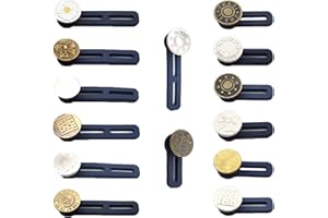 DROCODO 【 PACK 14】Extensor de botones metálicos para Pantalones - alargador de cintura para embarazadas - Ajuste de Cintura sin Costuras - cubre botones decorativos - Ideal para Jeans, Camisas