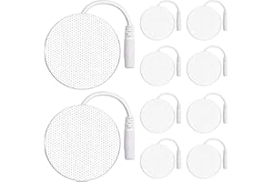 ULSAM Tens Pads, 10 Pack Pads Tens Electrode Pads, Round Self-Adhesive Reusable Electrode Pads with Plug 2.0MM Tens Pads Replacement for Home Use, 5×5CM