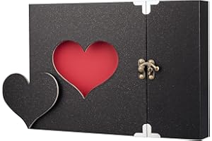 Firbon Album Scrapbook A4 with Gift Box Personalized DIY Memory Book Vintage Love Heart Black Pages Wedding Gift Guest Book(Black)
