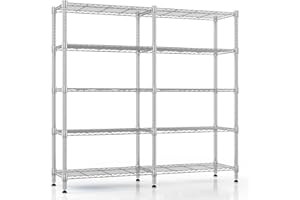 Himimi 5 Tier Heavy Duty Wire Shelving Units, 152W x 35D x 183H cm, Adjustable Metal Storage Unit, Large Capacity Standing Storage Rack Shelves for Bedroom Lving Room Pantry Kitchen Garage, Sliver