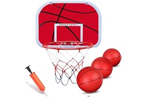 Anzmtosn Boost über der Tür Basketballkorb Set Backboard Metallrand (8 ") Hängebrett mit 16CM Gummi Basketballs Fun Sportspiel für Kinder Erwachsene Outdoor Indoor Office Home Colorful Ball