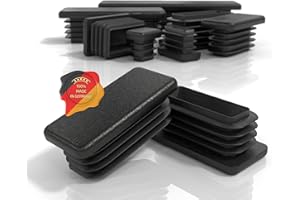 PD Lamellar Plugs 60 x 40 mm for Square Tube (External Dimensions), End Caps Rectangular Made of PE Plastic, Pipe Plugs for Pipe Cover of Metal Pipe and Aluminium Profile, Rectangular Plugs, Black