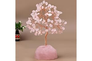 Yttriuny Yttriuny 6.2 In Rose Quartz Crystal Tree of Life,Seven Chakra Tree,Rose Quartz for Positive,Gifts for Women Mom,Handmade Reiki 7 Chakra for Home Office Ornament