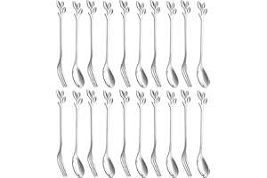 BEOIUCZZY 20 Pezzi Cucchiaino da caffè in Acciaio Inox, Cucchiaino da Dessert, Cucchiaini da Tè a Forma di Foglia, Cucchiaini da Zucchero, Cucchiaini da Gelato per Dessert Tè Latte Caffè Dessert (Argento)