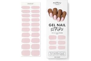 MOYOU LONDON Autocollants auto-adhésifs pour ongles en Gel Semi-durci, lampe UV/LED requise, 20 enveloppes de vernis à ongles en Gel, autocollants pour Nail Art - Rose Quarts