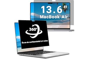 LUSA DESIGN 360° Filtre de Confidentialité pour MacBook Air 13,6 Pouces (2022-2025,M2/M3/M4), Protecteur d'écran Anti-Espion Anti-Lumière Bleue, Antireflet Filtre Ecran Confidentialité Portable