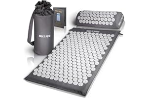 High Pulse® Tappetino Agopressione + 5 anelli, poster e sacca - Tappeto e cuscino per agopressione stimola la circolazione sanguigna e allevia la tensione