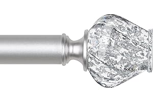 HOTOZON Barras de Cortina de 80-218cm, Barras Extensibles para Cortinas Plata, con Exquisite Translucent Twisted Finials, con Soportes, para Salón, Comedor, Cocina y Estudio