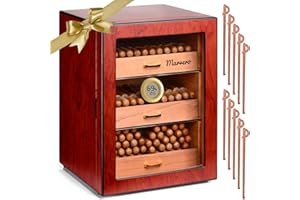 Humidor Cigar Marvero ręcznie robiona piwnica na 150 cygar z higrometrem na 150 cygar, wyłożona hiszpańskim cedrem z 3 dużymi szufladami