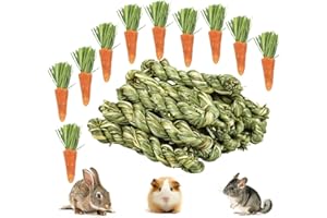 Camiter Kauspielzeug für kleine Haustiere, Twist Gras 10Stück Karotte 20Stück für Kaninchen, Chinchilla, Meerschweinchen, Hamster, Zähneknirschen