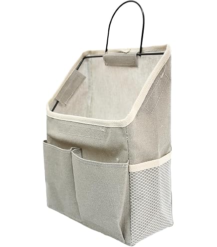 2 Pezzi Borsa Portaoggetti Da Parete In Cotone E Lino Bianco - Organizzatore Da Appendere Con Tasche Per Bagno, Cucina E Camera - 3