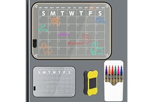 BQWEUN Calendrier Magnétique Acrylique Frigo Transparent, Tableau Semainier Effaçable Aimanté Frigo Magnétique Transparent, Planning Aimanté Frigo Magnetique Transparent Mensuel, Weekly Planner