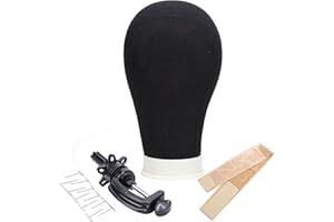 BEYOND YOUR THOUGHTS Poly Mannequin Head Wig Stand Training Manikin Head for Wig Making Display Styling Dyeing Drying Making Hair Weave Canvas Head with Mount Hole Lace Wig Grip 11T-pins Clamp 21"