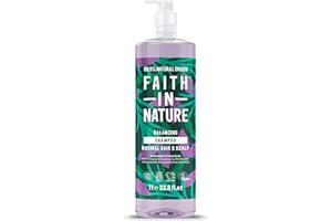 Faith In Nature 1L Natural Lavender & Geranium Shampoo, Balancing for Normal Hair & Scalp, Vegan & Cruelty Free, No SLS, Silcones or Parabens, Family Sized