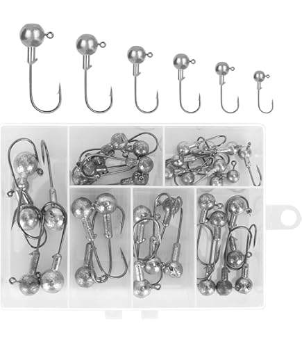 Bass Fishing Hooks 10-Piece Lead Head Jig Hooks - 2.8G/3.5G/4.6G