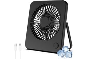 Hianjoo Wentylator USB, cichy, 3 prędkości, USB, do biura, domu i sypialni [czarny], zasilanie przez USB, bez baterii