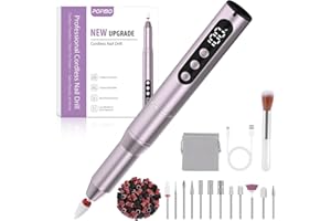 POFIBO Ponceuse pour Ongles Professionnel - 12 en 1 Lime a Ongle Electrique 35000RPM avec LCD écran Numérique, sans fil, 5 vitesses réglables - Kit de Manucure Pédicure Rechargeable Vitesse (Violet)