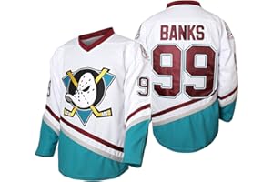 PHM Hombres Charlie Conway 96 Adam Banks 99 Greg Goldberg 33 Mighty Ducks Movie Ice Hockey Jersey Costura Verde Blanco S-XXXL