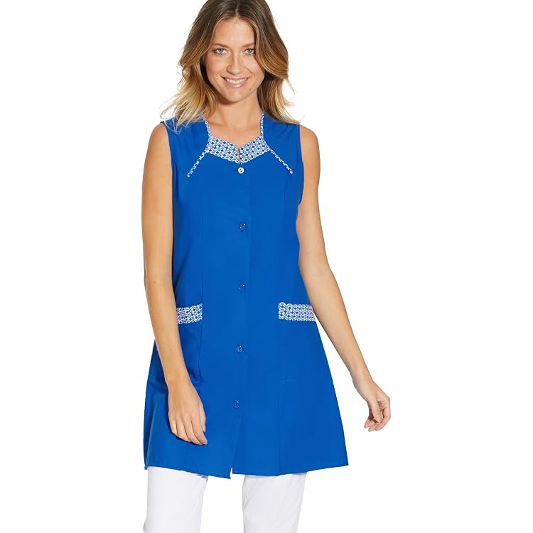 Tablier 3/4 Sans Manches Charmance - Imprimé Violine - Taille 54 - Cordon De Serrage