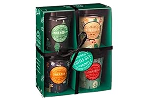 ACL STORES Christmas Instant Coffee Gift Set - 4 Pack Coffee Sachets in Travel Coffee Cup - Assorted Festive Flavours, Mint Mocha, Irish Cream Latte, Cinnamon Latte, and Gingerbread Latte Flavours