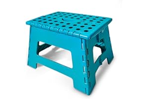 DS-LUX 22cm Tritthocker Klappbar - Faltbarer Hocker für Kinder und Erwachsene, Vielseitiger Klappstuhl, Praktischer Klapphocker und Falthocker, Stabil und Platzsparend - Ideal als Kinder Fußhocker (Türkis)