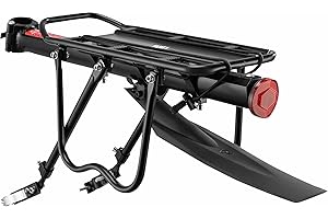 FAMEX RIDE® Bike Pannier Rack Rear Bike Rack Mountain Bike Rack Bicycle Rear Rack Carrier with Reflector Adjustable And Quick Release System Seatpost Rack Black, With Mudgurd, 50KG Capacity, 24"-29"