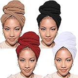 XTREND 4 fasce per capelli in jersey elasticizzato, a maglia, in tinta unita, traspiranti, ultra morbide, extra lunghe, da do