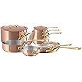 Mauviel M'Heritage 200 B 2mm Polished Copper & Stainless Steel 12-Piece Cookware Set With Brass Handles, Made In France