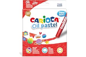 CARIOCA Oil Pastel, Pastelli a Olio Maxi, Set di Pastelli a Olio Colorati per Bambini, Ideali per Colorare su Carta, Cartone, Tela e Legno, Colori Assortiti e Brillanti, 24 Pezzi