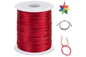 LEREATI 1.5mm Filo Nylon per Braccialetti, 100m Cordoncino per Braccialetti Coda di Topo Cordoncino Natalizio, Macrame Corda per Collane Perline Gioielli Fai da Te (Rosso)