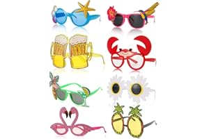 Yomaido Novelty Party Glasses 8 Pairs,Funny Hawaiian Sunglasses Pineapple Glasses,Tropical Luau Sunglasses Fancy Dress Decorations for Adults Photo Booth Props Beach Party Festival Accessories