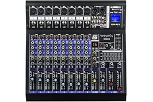 Weymic MX-80 Mixer professionale (8 canali) per la registrazione DJ Stage Karaoke DSP Effector w / USB Drive per l'ingresso di registrazione, XLR Microphone Jack, alimentazione 48V, uscita RCA