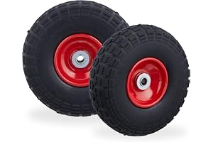 Relaxdays 2 x säckkärrhjul, punkteringssäkra massiva gummidäck, 4,1/3,5–4 tum, 16 mm axel, upp till 150 kg, 260 x 85 mm, färgval