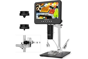 LINKMICRO LM246MS 3 Lens 7 inch HDMI Digital Microscope 2000X for Soldering with 13'' Boom Arm Stand, UHD 2160P, Error Coin Microscope Full View of Coins, Microscope Kit for Adults, PCB Repair DIY
