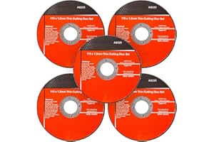 EGREEN 5 x Angle Grinder Discs, 115mm x 1.2mm x 22mm Strong Metal Cutting Discs, Durable Ultra Thin Grinder Blades for Fast & Precis Cutting of Iron, Aluminium and Stainless Steel (5 Cut Off Wheels)