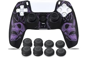 YoRHa Intaglio Laser Silicone Pelle Cassa Skin per Controller PS5 x 1 (Viola) con Thumb Grips x 8