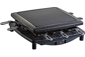 ‎STEBA Steba Raclette, Made in Germany, emaillierte Gusseisen-Grillplatte, Grillfläche ca. 26 x 26 cm, 8 emaillierte Pfännchen, RC 2.1